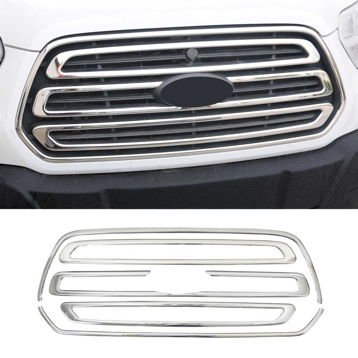 Ford Transit Front Grill + Frame Set - Omac - Gloss Silver - 2015-2019